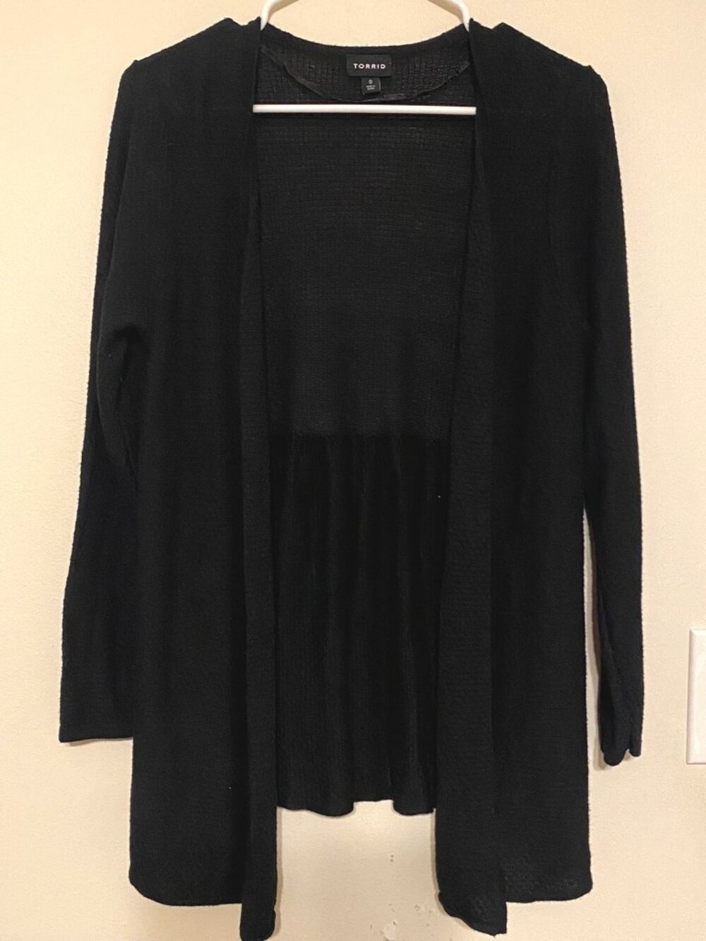 Torrid Black Open Knit Open Front Casual Cardigan Sweater Size 0 0X Large